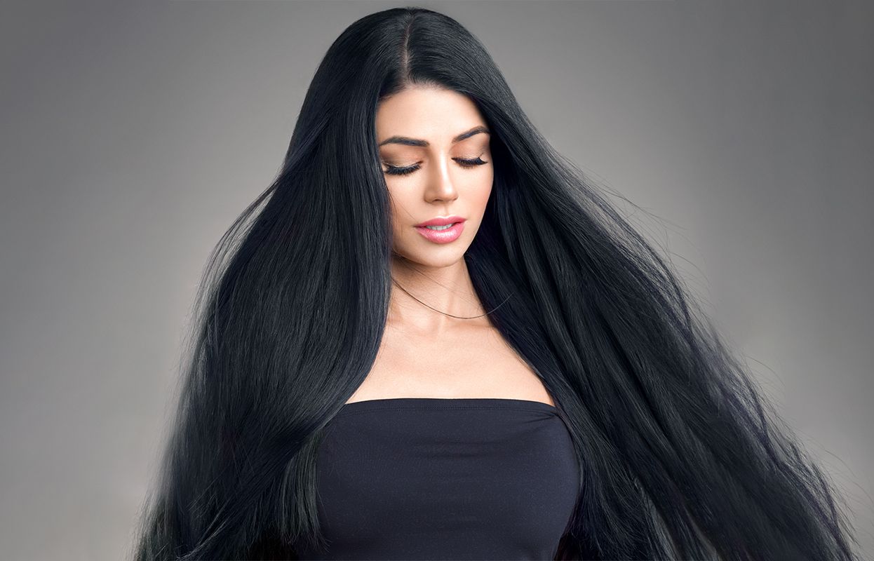 Image of a woman/man flaunting shiny and long hair